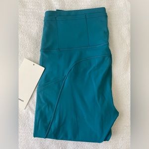 Lululemon: Fast and Free High Rise Crop 23” Poolside/Teal Leggings Size 8